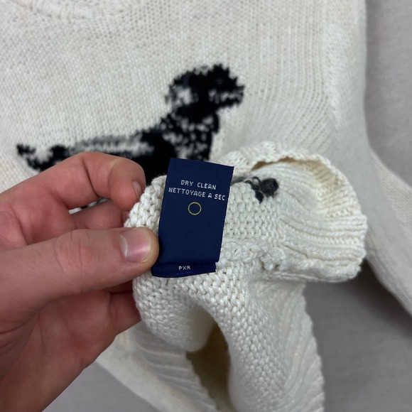 Vintage Ralph Lauren Sport Womens White Knit Dog Graphic Sweater RL Logo Size L - Picture 8 of 13